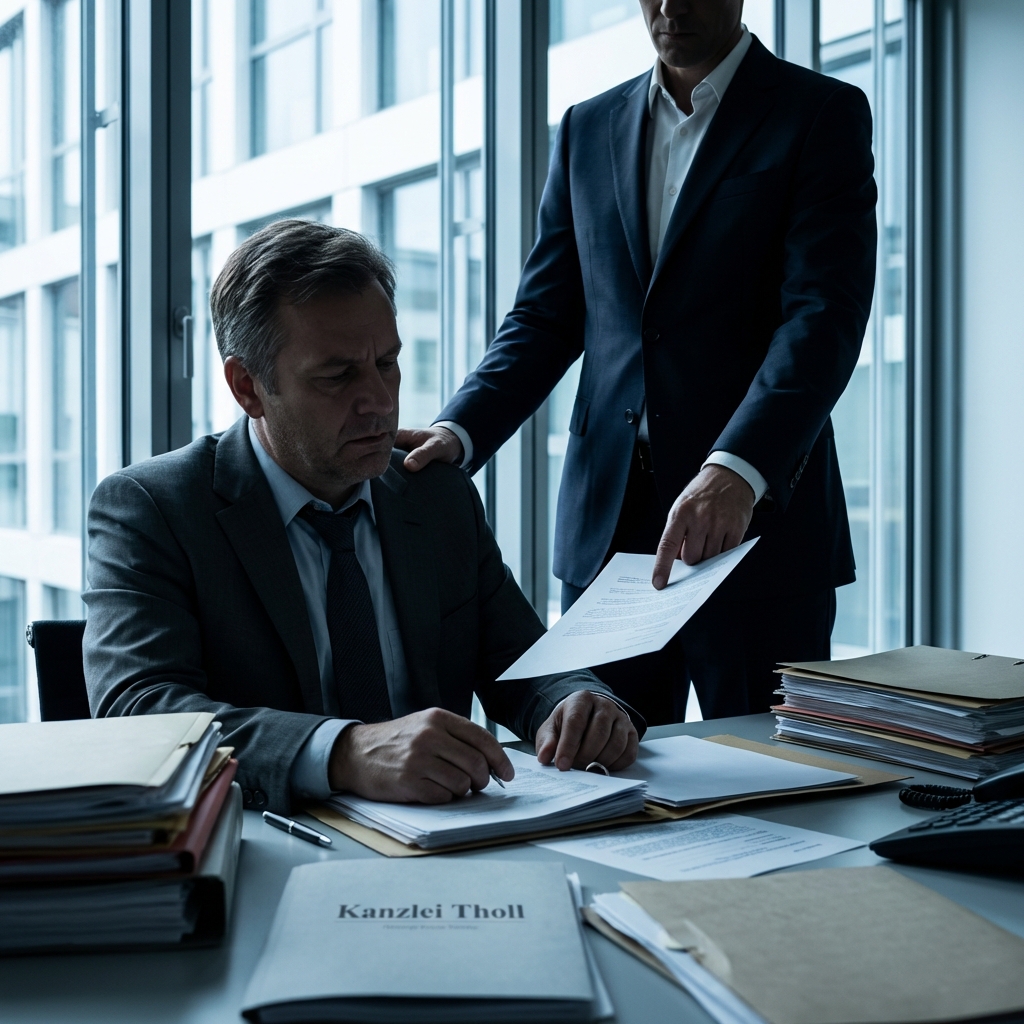 Faktische Geschäftsführung bei Firmenbestattung - Szene im Büro